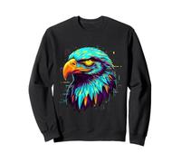 Cyberpunk Bald Eagle 80s Retro Synthwave Patriotic Glitch Sweatshirt
