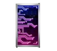 Cyberpunk Beverage Cooler, 130 Can Mini Fridge, LED Light Door, Gaming Room
