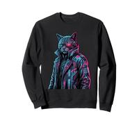 Cyberpunk Cat Cyborg Sci-Fi Synthwave Future Art Sweatshirt