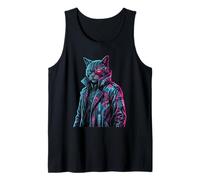 Cyberpunk Cat Cyborg Sci-Fi Synthwave Future Art Tank Top