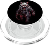 Cyberpunk Cat with bloody red eyes as gamer design PopSockets PopGrip for MagSafe
