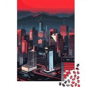 Cyberpunk Cityscape 1000 Piece Jigsaw Puzzle, Famous Building Scenic Print, Thick Cardboard Pieces, Decorative Artwork for Home Décor Fans, 38x26cm/1000pcs