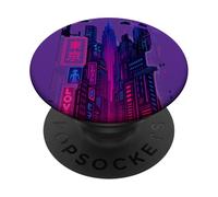 Cyberpunk Cityscape design for sci fi followers PopSockets Adhesive PopGrip