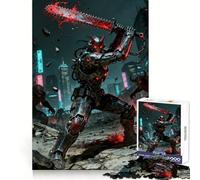 Cyberpunk Demon Warrior with Chainsaw Sword Jigsaw Puzzle1000 Pieces Stress Relief Play Good Thick Family Enjoyable Unique Gift (38x26cm)