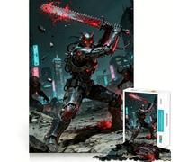 Cyberpunk Demon Warrior with Chainsaw Sword Jigsaw Puzzle1000 Pieces Stress Relief Play Good Thick Family Enjoyable Unique Gift (38x26cm)