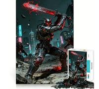 Cyberpunk Demon Warrior with Chainsaw Sword Jigsaw Puzzles 1000 Pieces for Adults Stress Relief Firm Cut Fun Play Premium Gift (50x75cm)