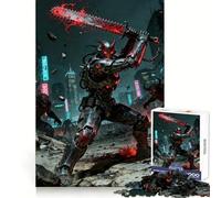 Cyberpunk Demon Warrior with Chainsaw Sword Jigsaw Puzzles 1000 Pieces for Adults Stress Relief Firm Cut Fun Play Premium Gift (50x75cm)