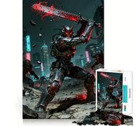 Cyberpunk Demon Warrior with Chainsaw Sword Jigsaws 1000 Pieces for Teenagers Sharp Thinking Neat Cut Fun Activity (38x52cm)