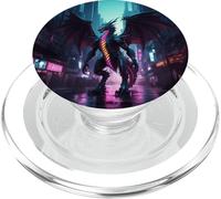 Cyberpunk Dragon Aesthetic Futuristic Graphic Design Print PopSockets PopGrip for MagSafe