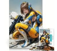 Cyberpunk Female Soldier 1000 Pieces Jigsaw Puzzles for Adults Focus Train Fade Resist Home Enjoyable Santa Present (50x75cm)