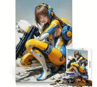 Cyberpunk Female Soldier 1000 Pieces Jigsaw Puzzles for Adults Focus Train Fade Resist Home Enjoyable Santa Present (50x75cm)