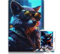 Cyberpunk Fox Sunglasses 1000 Piece Jigsaw Puzzle for Teenagers Interactive Logical Thinking Game Ideal Memorable Occasion Gift Size 38x26cm