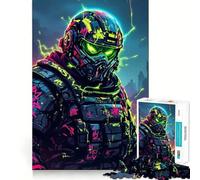 Cyberpunk Futuristic Soldier Artwork Jigsaw for Teenagers1000 Pieces Strong Logic Cozy Fun Joyful Challenge (38x26cm)