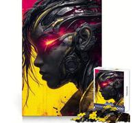 Cyberpunk Girl with Glowing Red Eye Adults 1000 Piece Jigsaw Puzzle Cognitive Skill Tight Connection Fun Challenge Classic Xmas Gift (38x52cm)