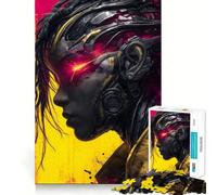Cyberpunk Girl with Glowing Red Eye Adults 1000 Piece Jigsaw Puzzle Cognitive Skill Tight Connection Fun Challenge Classic Xmas Gift (38x52cm)