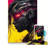 Cyberpunk Girl with Glowing Red Eye Jigsaw Puzzles 1000 Pieces for Adults Stress Relief Play Creative Craft Hard Challenge Great Gift (50x75cm)
