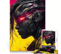 Cyberpunk Girl with Glowing Red Eye Jigsaw Puzzles 1000 Pieces for Adults Stress Relief Play Creative Craft Hard Challenge Great Gift (50x75cm)
