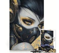 Cyberpunk Girl with Golden Eyes 1000 Piece Jigsaw Puzzles for Teenagers Brain Exercise Bright Color Pattern Build (38x26cm)