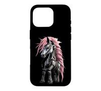 Cyberpunk Horse Pink Mane Headphones Music Lover Case for iPhone 16 Pro