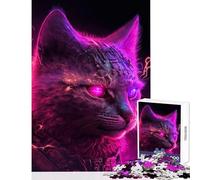 Cyberpunk Human Cat Hard Jigsaw Puzzle for Adults 1000 Pieces Improve Attention Span And Focus Peaceful Relaxing Leisure Fun (38x52cm)