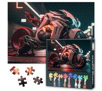 Cyberpunk Jigsaw Puzzles for Adults 1000 Pieces, Futuristic Sci-Fi Sports Bike Motorcycle with Neon Lights Puzzles 1000 Piece, Impossible Challenges Puzzle, 19.5 x 27.5 Inch