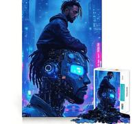 Cyberpunk Man And Robot 1000 Piece Jigsaws for Teenagers Brain Calisthen Stress Less Pattern Assemble Home Art (38x52cm)