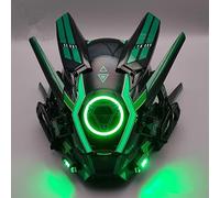 Cyberpunk Mask Nearfuturistic Cosplay Mask Mechanical Photography Mask LED Luminous Function Full Face Mask Cyberpunk Role Play Mask Halloween Carnival Music Festival Masquerade (Green)