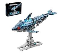 Cyberpunk Mechanical Dolphin Building Blocks Set, 888+PCS Dolphin Ocean Creature Bricks Toy, Animals Steampunk Technick Model Kit for Adults, Gift Collectible Tech Decor&Teens Marine Enthusiasts(Blue)