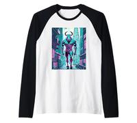 Cyberpunk Minotaur - Science Fiction Greek Mythology Fantasy Raglan Baseball Tee