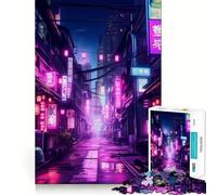 Cyberpunk Neon City Jigsaw Puzzles for Adults 1000 Pieces Creative Play True Detail Real Challenge Art Decor (50x75cm)