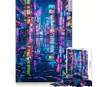 Cyberpunk Neon City Puzzles for Adults 1000 Piece Cognitive Train Perfect Connection Pattern Build Art Display (38x26cm)