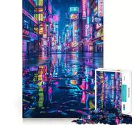 Cyberpunk Neon City Puzzles for Adults 1000 Piece Cognitive Train Perfect Connection Pattern Build Art Display (38x26cm)