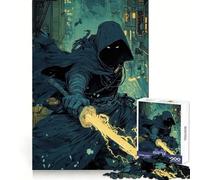 Cyberpunk Ninja with Glowing Sword Jigsaw Puzzles for Adults 1000 Pieces Creative Play True Detail Real Challenge Art Decor (38x26cm)
