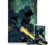 Cyberpunk Ninja with Glowing Sword Teenagers Puzzles 1000 Piece Jigsaws Memory Fit Vivid Print Home Game Santa Surprise (38x52cm)
