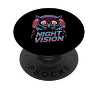 Cyberpunk Owl Night Vision Retro Synthwave PopSockets Adhesive PopGrip