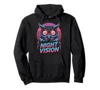 Cyberpunk Owl Night Vision Retro Synthwave Pullover Hoodie