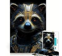 Cyberpunk Raccoon Animal Jigsaws 1000 Pieces for Adults Sharp Brain Perfect Connection Family Bond Art Work (50x75cm)