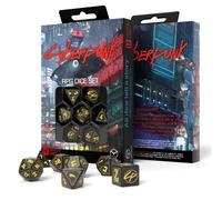 Cyberpunk Red Wet Work RPG Dice Set 7pc Black Yellow Q-Workshop D&D