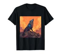 Cyberpunk Robot Wolf Howling Dystopian City Value Graphic T-Shirt