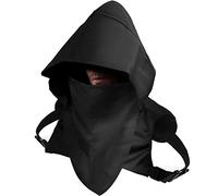 Cyberpunk Rogue Cowl Hood Scarf, Assassin Costume Hood Winter Unisex Cloak Hat for Cosplay and Outdoor Daily Wear, Black, Large