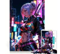 Cyberpunk Samurai Girl Adults 1000 Piece Jigsaw Puzzle Cognitive Skill Tight Connection Fun Challenge Classic Xmas Gift (38x52cm)