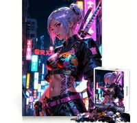 Cyberpunk Samurai Girl Adults 1000 Piece Jigsaw Puzzle Cognitive Skill Tight Connection Fun Challenge Classic Xmas Gift (38x52cm)
