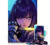 Cyberpunk Samurai Girl Hard Jigsaw Puzzle for Adults 1000 Pieces Recall Boost Accurate Cut Real Challenge Home Art (38x26cm)