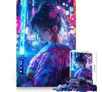 Cyberpunk Samurai Girl Japan 1000 Piece Jigsaws for Teenagers Brain Calisthen Stress Less Pattern Assemble Home Art (50x75cm)