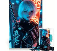 Cyberpunk Samurai Girl Jigsaw for Teenagers 1000 Pieces Calm Daily Fine Cut Joyful Challenge (38x52cm)
