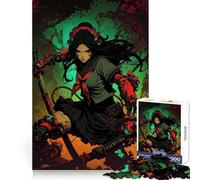 Cyberpunk Samurai Girl with Swords Jigsaw Puzzles for Teenagers 1000 Pieces Memory Train Fine Thick Home Game Birthday Present (38x26cm)