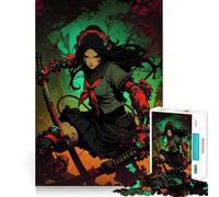 Cyberpunk Samurai Girl with Swords Teenagers 1000 Piece Jigsaw Puzzle Enjoyable Game Precise Edge Family Enjoyable (38x52cm)