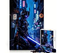 Cyberpunk Samurai in Rainy Cityscape Jigsaw Puzzles 1000 Pieces Recall Boost Clean Connection Real Challenge Xmas Gift (38x52cm)