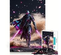Cyberpunk Samurai Robot with Neon Swords Jigsaw for Teenagers1000 Pieces Strong Logic Cozy Fun Joyful Challenge (38x26cm)
