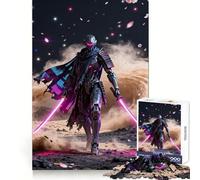 Cyberpunk Samurai Robot with Neon Swords Jigsaw Puzzles 1000 Pieces for Teenagers Anxiety Relief Precise Connection Fun Hobby Fine Art (50x75cm)
